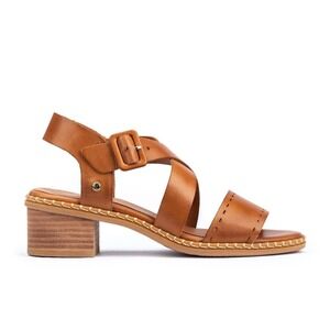 Pikolinos Women's Leather Block Heel Sandals Tan Buckle Straps Size 41 U.S. 10.5